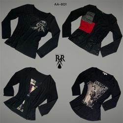 Y2K Black Gothic Girl Full Sleeve Tops (AA-801)