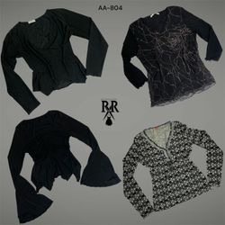 Y2K Black Rave Full Sleeve Tops (AA-804)