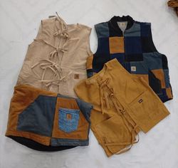 CR8370 UPCYCLED CARHARTT & DICKIES MIX STYLE VEST ..