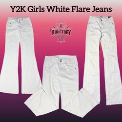 Y2K Unique White Flare Jeans TY-024