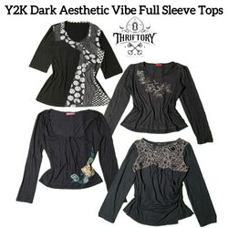 Y2K Dark Aesthetic Printed Full Sleeve Tops TY-025