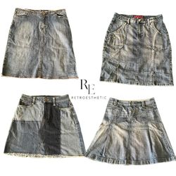 Y2K Edgy Girl denim Mdi Skirts Re-3207