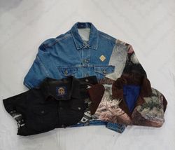CR8374 UPCYCLED MIX STYLE DENIM JACKETS