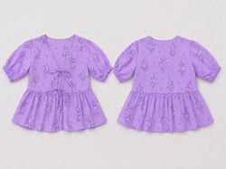 CR1588 Upcycled Floral Babydoll Top