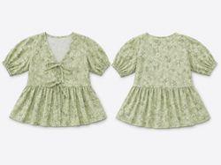 CR1589 Upcycled Floral Babydoll Top