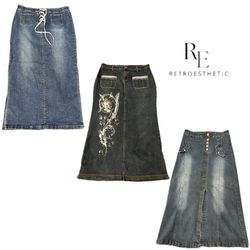 Y2K NYC IT GIRL DENIM MAXI SKIRTS RE-3215