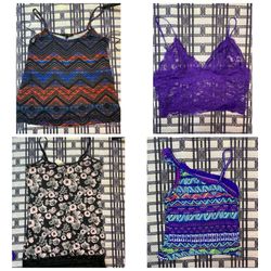 Y2K Boho Aztec & Floral Camisole Mix - Purple Lace..