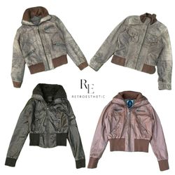Y2K Unique Leather Jacket Re-3216