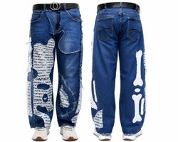 CR1591 Upcycled Graphic Patch Denim Jeans