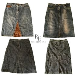 Y2K Edgy Girl Denim Midi Skirts Re-3218