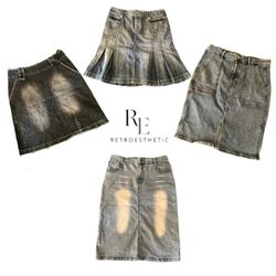 Y2K Unique Denim Midi Skirts Re-3221