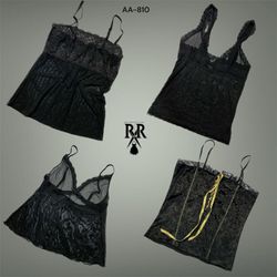 Y2K Black Gothic Cami Tops (AA-810)