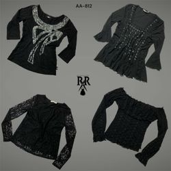 Y2K Black Gothic Girl Full Sleeve Tops (AA-812)