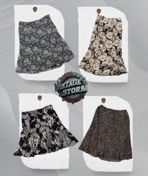 Y2K Midnight Bloom Poly Skirt