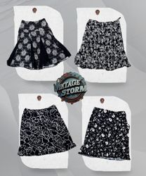 Y2K Midnight Blosson Poly Skirt