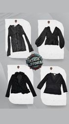 Y2K Feminine Black Poly Blouse
