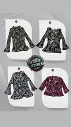 Y2K Retro Patterned Poly Blouse