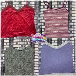 Y2K Printed & Lace Trim Cami Top Bundle – 9pcs Sum..
