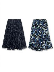 (FV-1431)     Blue Floral Midi Skirts Bundle | Vin..