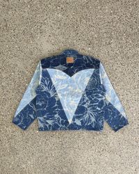 Upcycled Laser Print Denim Zip Jacket