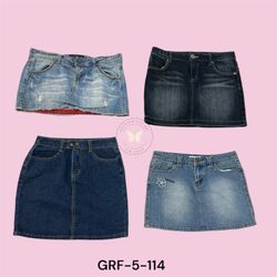 Jupe en jean mini taille basse pour femmes (GRF-5-..