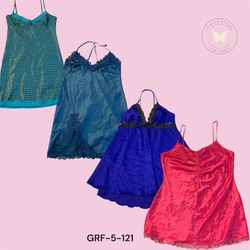 Vintage Y2K Print Spaghetti Strap Slip Dress (GRF-..