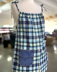 Upcycled Denim Pocket Tie-Strap Top