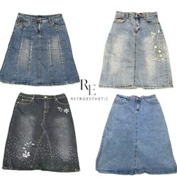 Y2K Edgy Girl Denim Midi Skirts RE-3230