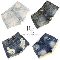 Y2K Edgy Girl Denim Short Re-3240