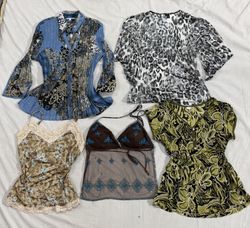 Printed Blouses & Tropical Y2K Tops (364)