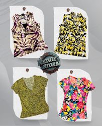 Y2K Midnight Blossom Poly Blouse