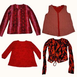 Y2K Grunge & Bold Red Patterned Top Bundle
 ( ST 0..
