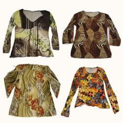 Y2K Retro Floral & Animal Print Mixed Pattern Top ..