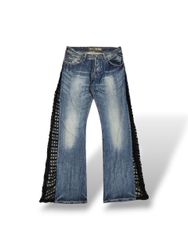 UPCYCLED DENIM CROCHET BOOTCUT JEANS