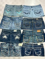 R526 Upcycled Ladies Embellished Micro Mini Skirts