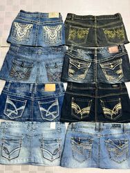 R529 Upcycled Ladies Embellished Micro Mini Skirts