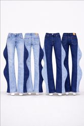 CR1599 Upcycled Wave Panel Flare Jeans