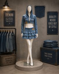 CR1601 Upcycled Denim Co-Ord Set