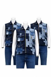 CR1604 Upcycled Patchwork Denim Vest