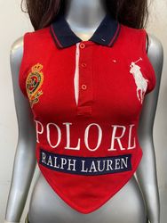 Upcycled Ralph Lauren Bandana Hem Y2K Style Tops