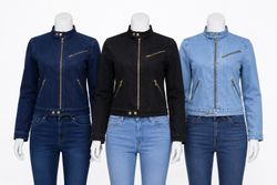 CR1606 Upcycled Denim Moto Jacket