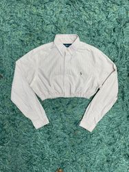 Upcycled Ralph Lauren Elastic Hem Crop Tops - Y2K
