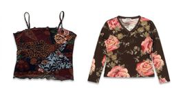 (FV-1451)     Y2K Mesh & Abstract Print ..