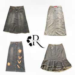 Y2K Paris Hilton Era Girl Denim Maxi Skirt RW1968