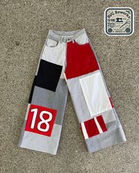 Upcycled Jersey Patchwork Wide-Leg Sweatpants