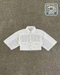 Upcycled Textured Panel Cropped Jacket