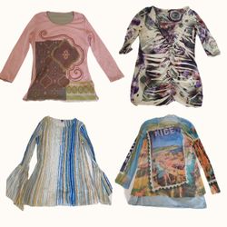 Y2K Whimsigoth & Patterned Earth Tone Top Bundle (..