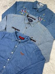 Denim button up shirts