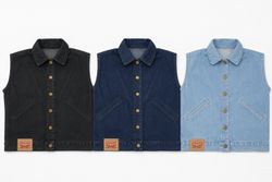 CR1619 UPCYCLED DENIM BUTTON VEST
