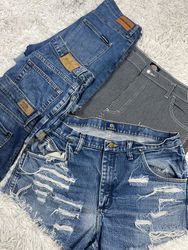 Mix branded denim mini shorts
